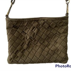 Crosshatch and Leather Crossbody Purse
